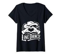 Donna Amore Line Dance Cuore Mani Danza Country Maglietta con Collo a V
