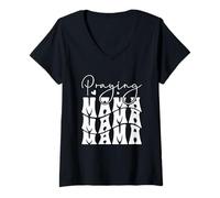 Donna Amore Materno con Design Retro e Messaggio Speciale Maglietta con Collo a V