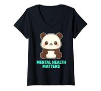 Donna Amore per se stessi con questo adorabile Panda Kawaii Salute Mentale Maglietta con Collo a V