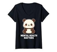 Donna Amore per se stessi con questo adorabile Panda Kawaii Salute Mentale Maglietta con Collo a V