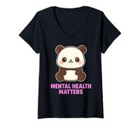 Donna Amore per se stessi con questo adorabile Panda Kawaii Salute Mentale Maglietta con Collo a V