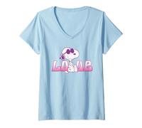 Donna Amore Snoopy Joe Cool Retro Shades Vintage Anni '90 Fumetti Pastello Maglietta con Collo a V