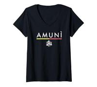 Donna Amuni Trinacria Minimalista Maglietta con Collo a V