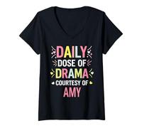Donna Amy Personalized Name Funny Cute Custom Amy Name Maglietta con Collo a V