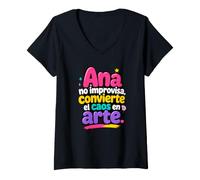 Donna ANA No improvvisa, convierte El Caos en Arte Maglietta con Collo a V