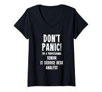 Donna Analista Senior del Service Desk IT Maglietta con Collo a V