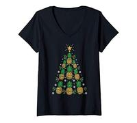 Donna Ananas Albero di Natale Natale Regalo di Natale Frutta Lover Maglietta con Collo a V