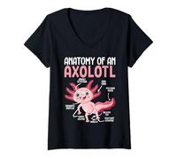 Donna Anatomia di Un Axolotl Maglietta con Collo a V