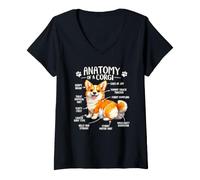 Donna Anatomia di Un Corgi - Divertente Design umoristico per Cani di Razza Maglietta con Collo a V