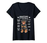 Donna Anatomia di Un Rottweiler - Rottweiler Mamma Rottie Amante Maglietta con Collo a V