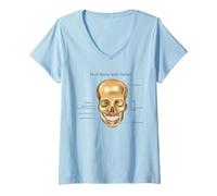 Donna Anatomia Divertente Testa Osso Anatomico Umano Scienza Educazione Maglietta con Collo a V