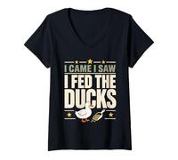 Donna Anatra Pekin Mom White Pekin Duck Amante Cortile Anatra Maglietta con Collo a V