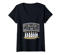Donna Anche i pinguini divertenti devono pagare Quote Penguin Meme Funny Penguin Maglietta con Collo a V
