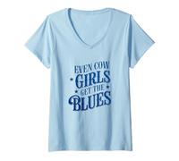 Donna Anche Le Ragazze della Mucca ottengono Il Blues Maglietta con Collo a V