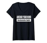 Donna ANCHOR YOUR MIND / Ancorati nella mente Spirito incrollabile Maglietta con Collo a V