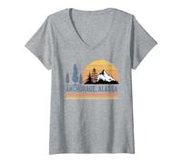 Donna Anchorage Alaska Souvenir Uomini Donne Alaska Viaggio Famiglia Maglietta con Collo a V