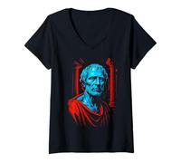 Donna Ancient Philosopher Bust Stoic Roman Greek Wisdom Maglietta con Collo a V