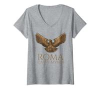 Donna Ancient Roman Steapunk Eagle - Roma Caput Mundi - SPQR Roma Maglietta con Collo a V