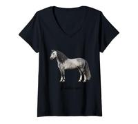 Donna Andalusa Razza Cavallo Bella Equestre Maglietta con Collo a V