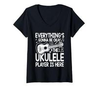 Donna Andrà Tutto Bene Il suonatore di Ukulele è Qui Maglietta con Collo a V