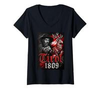 Donna Andreas Hofer T-Shirt Dem Land Tirolo la fedeltà Tirolese Maglietta con Collo a V