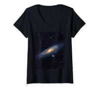 Donna Andromeda Galaxy M31 Astronomia Amanti dello Spazio Maglietta con Collo a V