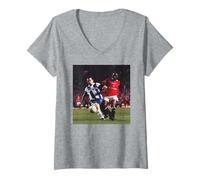Donna Andy Cole Manchester United Porto Champions League - Pallone da calcio Maglietta con Collo a V