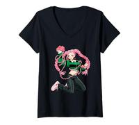 Donna Anello da ragazza Y2K E-Girl Retro Streetwear Gen Z Style Maglietta con Collo a V