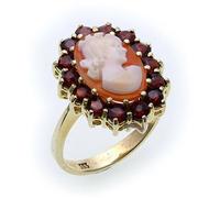 Donna Anello Granato E Gioiello Shell Oro 333 Giallo Cameo IN Conchiglia 8052/