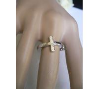 Donna Anello Moda Gioielli Metallo Argento Croce Elastico Weekend Blessing Stile