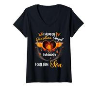 Donna Angelo in Cielo I Call Him Son Memorial Design Maglietta con Collo a V