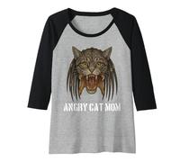 Donna Angry Cat Mom for Owner of Really Evil Cat, divertente gioco di parole Maglia con Maniche Raglan