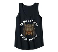 Donna Angry Cat Mom If I Run You Run For Evil Cat Owner Divertente Gioco di parole Canotta