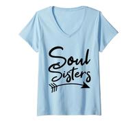 Donna Anima Sorelle Migliori Amiche Abbinata Mothers Day Mamma BFF Maglietta con Collo a V