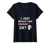 Donna Animal Lover I Really Like Pandas Panda Lover Maglietta con Collo a V