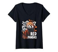 Donna Animal Lover Just Girl Who Loves Red Pandas Kawaii Cuore Maglietta con Collo a V