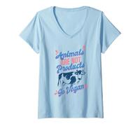 Donna Animals are not Products - Go vegan Maglietta con Collo a V