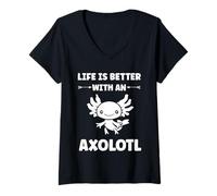 Donna Animals axolotl funny simple life is better with a axolotl Maglietta con Collo a V