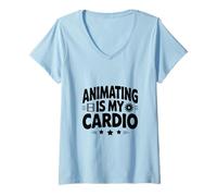 Donna Animare è il mio Cardio Animazione Disegnare Animate Storytelling Maglietta con Collo a V