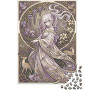 Donna Anime Art Nouveau Mucha Puzzle 1000 Pezzi,Gioco Educativo,Sfida Impossibile,dai 14 Anni,Adulti E Ragazzi,Cartone Di Qualità,Decorazione Casa,Idea Regalo,Antistress 70x50cm