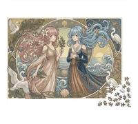 Donna Anime Art Nouveau Mucha Puzzle 1000 Pezzi,Sfida Impossibile,Idea Regalo,Gioco Educativo,Adulti E Ragazzi,Cartone Di Qualità,Decorazione Casa,dai 14 Anni,Antistress 52x38cm