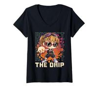Donna Anime Basketball Girl - Rispetta il design Drip Sports Maglietta con Collo a V