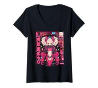Donna Anime Manga Cyberpunk Aesthetic Techwear Harajuku Sci-Fi Maglietta con Collo a V
