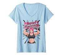Donna Anime Muscle Mommy Weightlifting Fitness Girl Aesthetic Maglietta con Collo a V