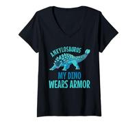 Donna Ankylosaurus Il Mio Dino Indossa un'armatura Maglietta con Collo a V