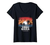 Donna Anna Maria Beach Florida Surf Surfer Maglietta con Collo a V