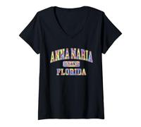 Donna Anna Maria Island Florida Tie Dye Famiglia Vacanze Estive Maglietta con Collo a V
