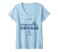 Donna Annata dell'orizzonte di Chicago Illinois Maglietta con Collo a V