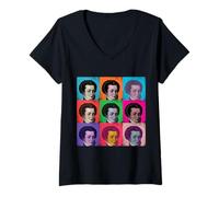 Donna Anne Boleyn Pop Art Versione 1 Maglietta con Collo a V