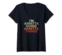 Donna Annetta Name Annetta Personalized Name First Given Maglietta con Collo a V